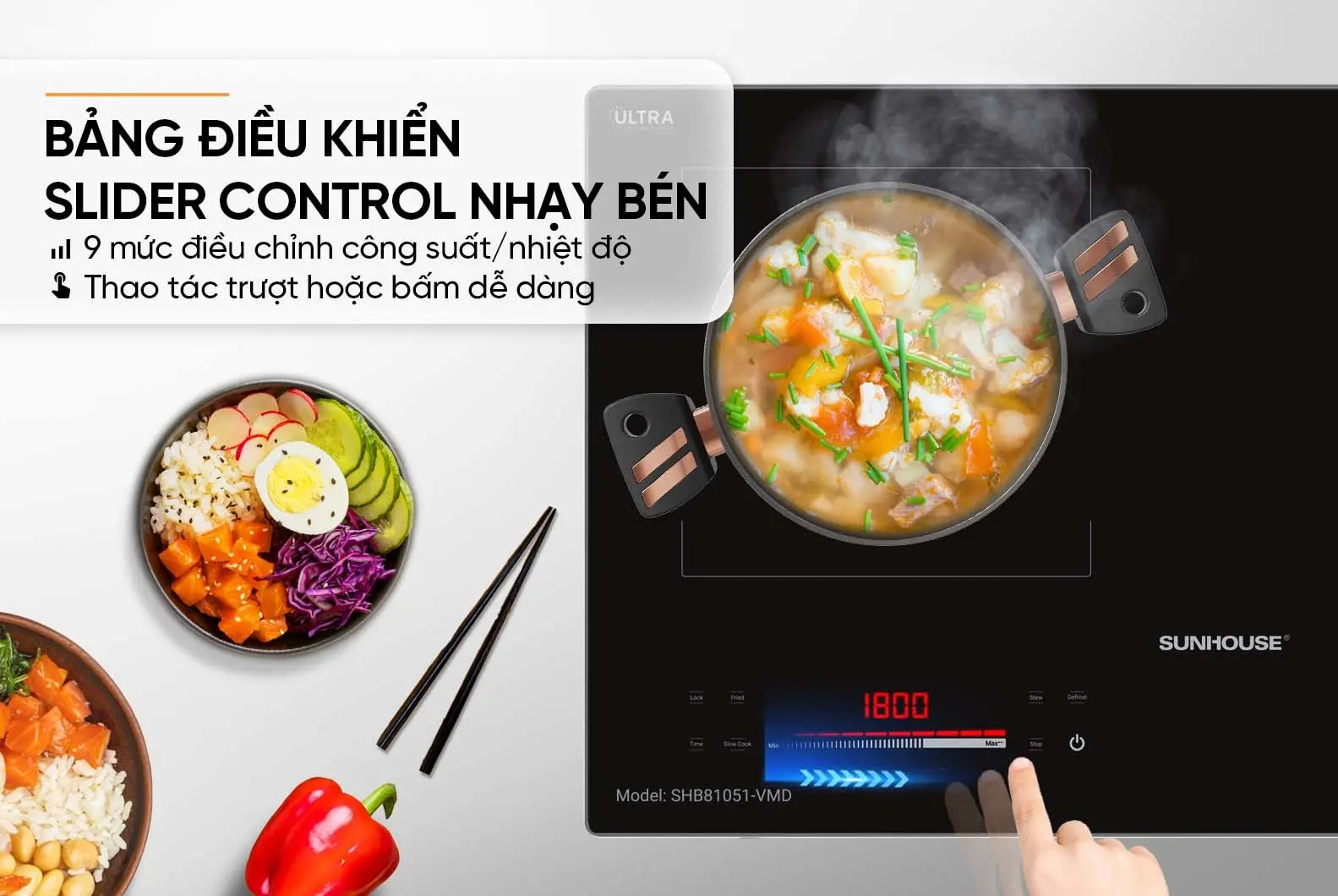 Bếp điện từ đôi 2 loại SUNHOUSE SHB81051-VMD - 2000W/2000W, Cảm ứng - Ảnh 7