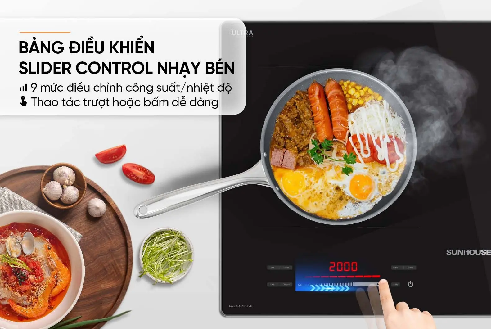 Bếp điện từ đôi 2 loại SUNHOUSE SHB82071-VMD - 2200W/2200W, Cảm ứng - Ảnh 9