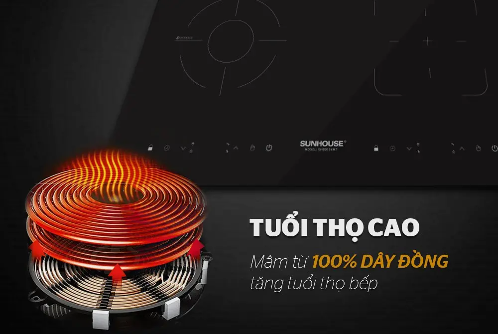 Bếp điện từ đôi 2 loại SUNHOUSE SHB9104MT - 2000W/2000W, Cảm ứng - Ảnh 8