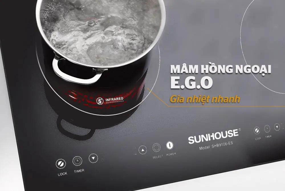 Bếp điện từ đôi 2 loại SUNHOUSE SHB9106-ES - 2200W/2600W, Cảm ứng - Ảnh 4