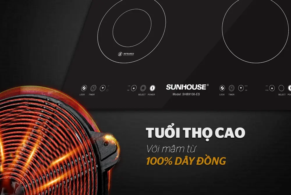 Bếp điện từ đôi 2 loại SUNHOUSE SHB9106-ES - 2200W/2600W, Cảm ứng - Ảnh 9