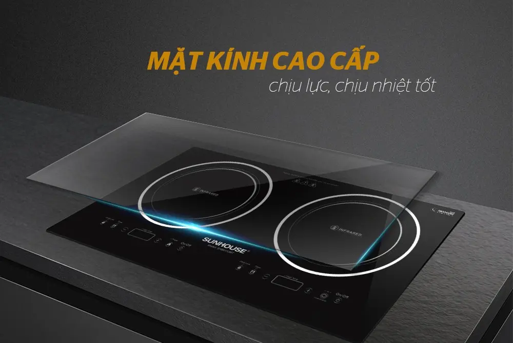 Bếp điện từ đôi 2 loại SUNHOUSE SHB9112 - 1800W/1800W, Cảm ứng - Ảnh 4