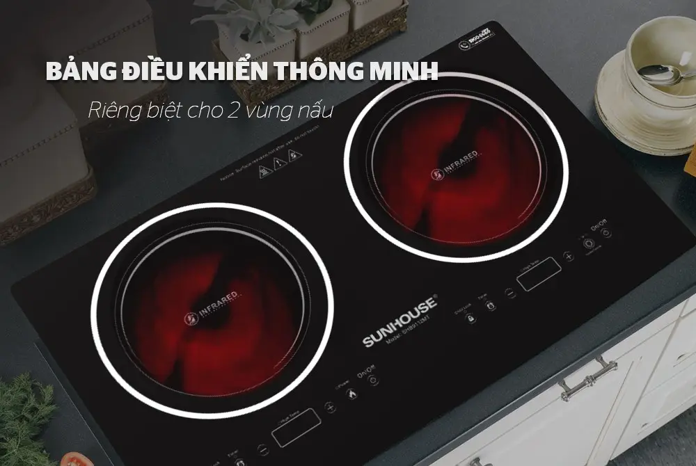 Bếp điện từ đôi 2 loại SUNHOUSE SHB9112 - 1800W/1800W, Cảm ứng - Ảnh 5
