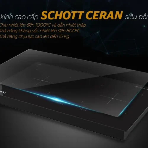 Mặt kính Schott Ceran của bếp điện từ đôi SUNHOUSE APB9981
