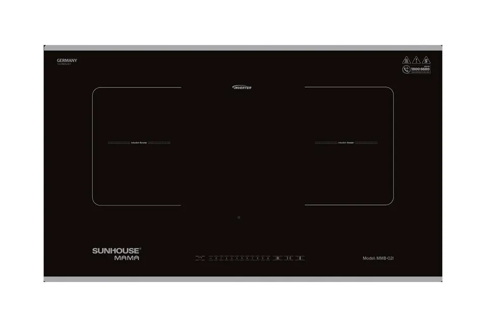 Bếp điện từ đôi SUNHOUSE MMB-02I mặt kính đen hai vùng nấu