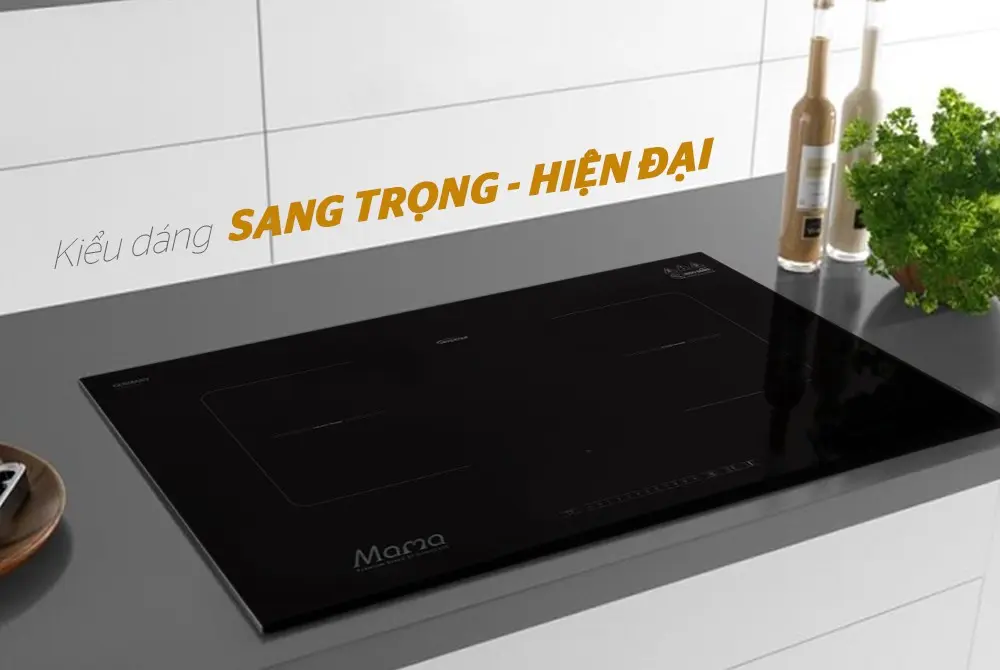 Bếp điện từ đôi SUNHOUSE MMB-02I thiết kế mặt kính đen hiện đại