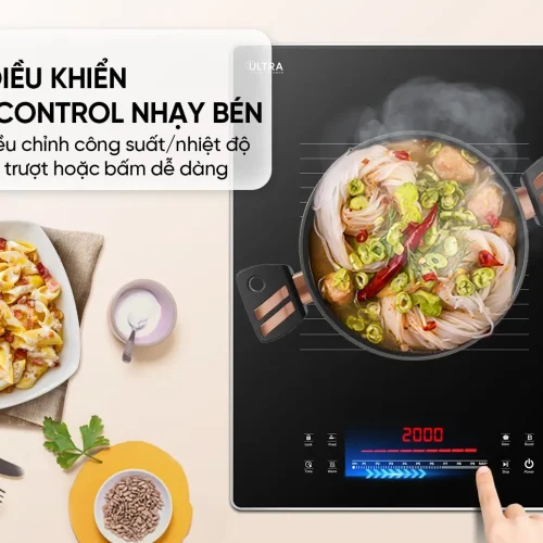 Bếp điện từ đôi SUNHOUSE MMB-88HL bảng điều khiển Slider Control 9 mức