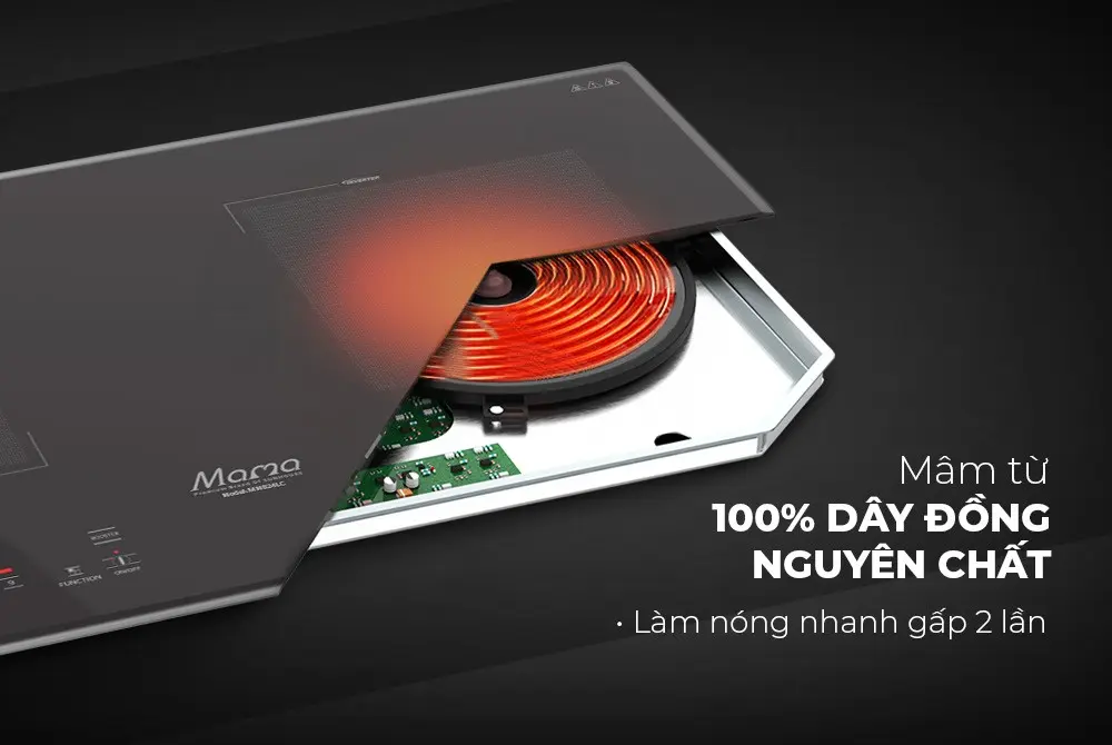 Mâm từ dây đồng nguyên chất của bếp điện từ đôi SUNHOUSE MMB24LC
