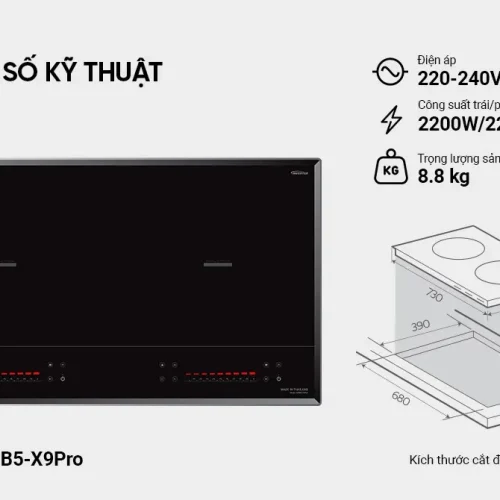 Thông số kỹ thuật bếp điện từ đôi SUNHOUSE MMB5-X9Pro