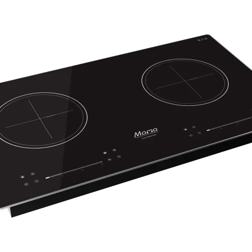Bếp điện từ đôi SUNHOUSE MMB52024BN mặt kính đen nhìn từ góc chéo