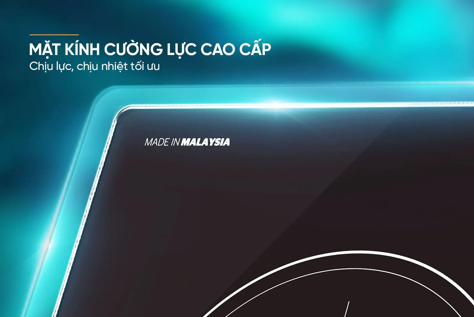 Mặt kính cường lực cao cấp của bếp điện từ đôi SUNHOUSE MMB52024BN