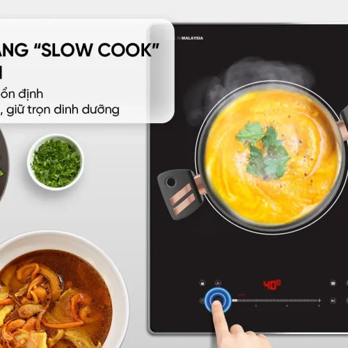 Bếp điện từ đôi SUNHOUSE MMB52024BN với tính năng Slow Cook nấu chậm