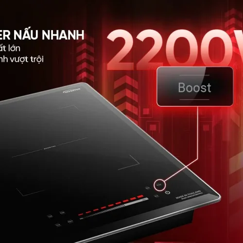 Mặt bếp điện từ đôi SUNHOUSE MMB52025BN-PRO ở góc nghiêng
