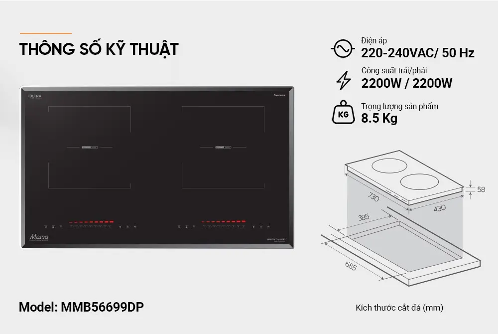 Bếp điện từ đôi SUNHOUSE MMB56699DP - 2200W/2200W - Ảnh 7