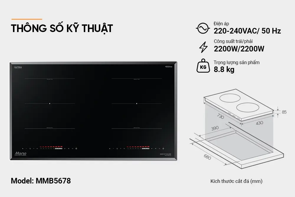 Bếp điện từ đôi SUNHOUSE MMB5678 - 2200W/2200W - Ảnh 7