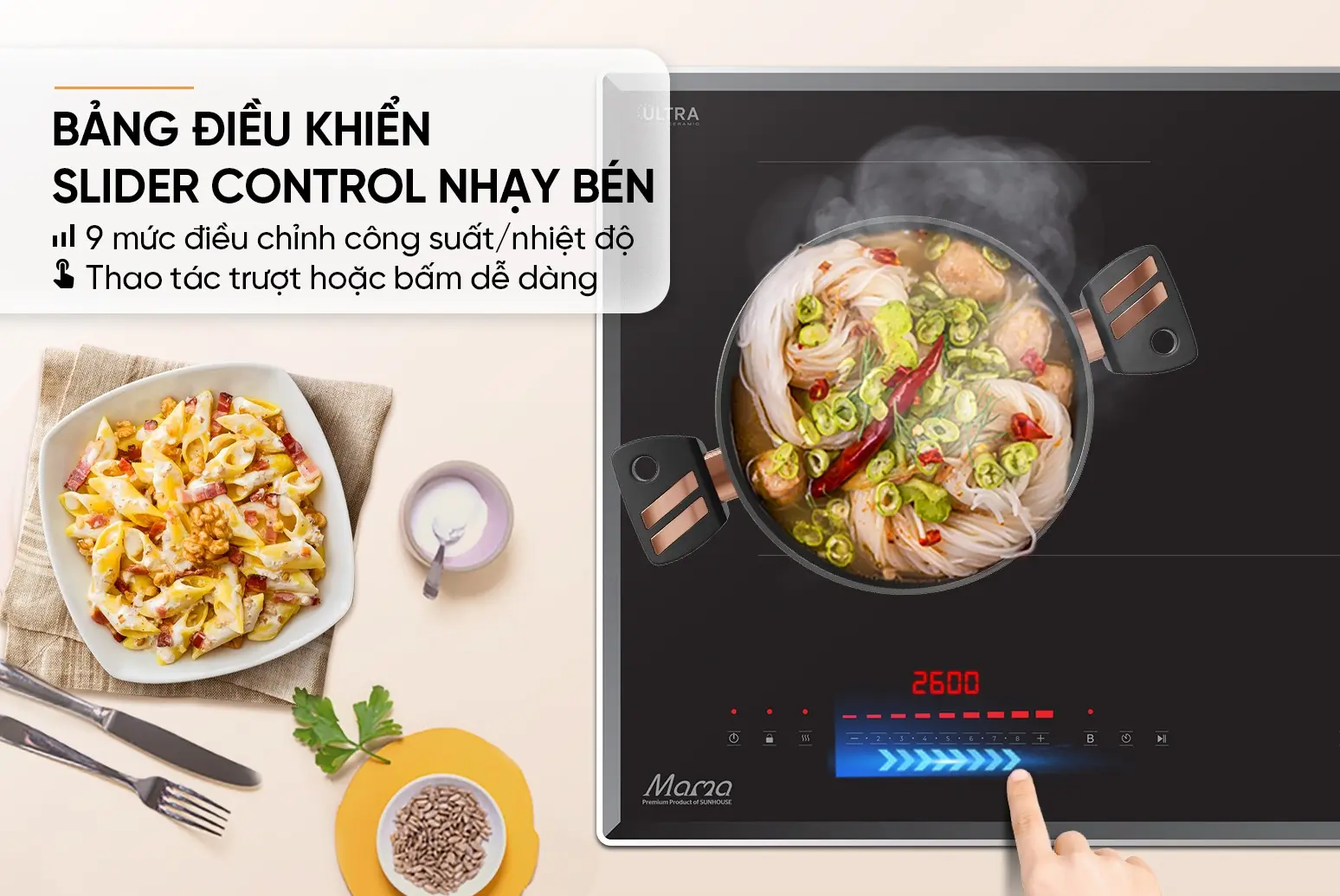 Bếp điện từ đôi SUNHOUSE MMB56996DP - 2600W/2600W - Ảnh 11