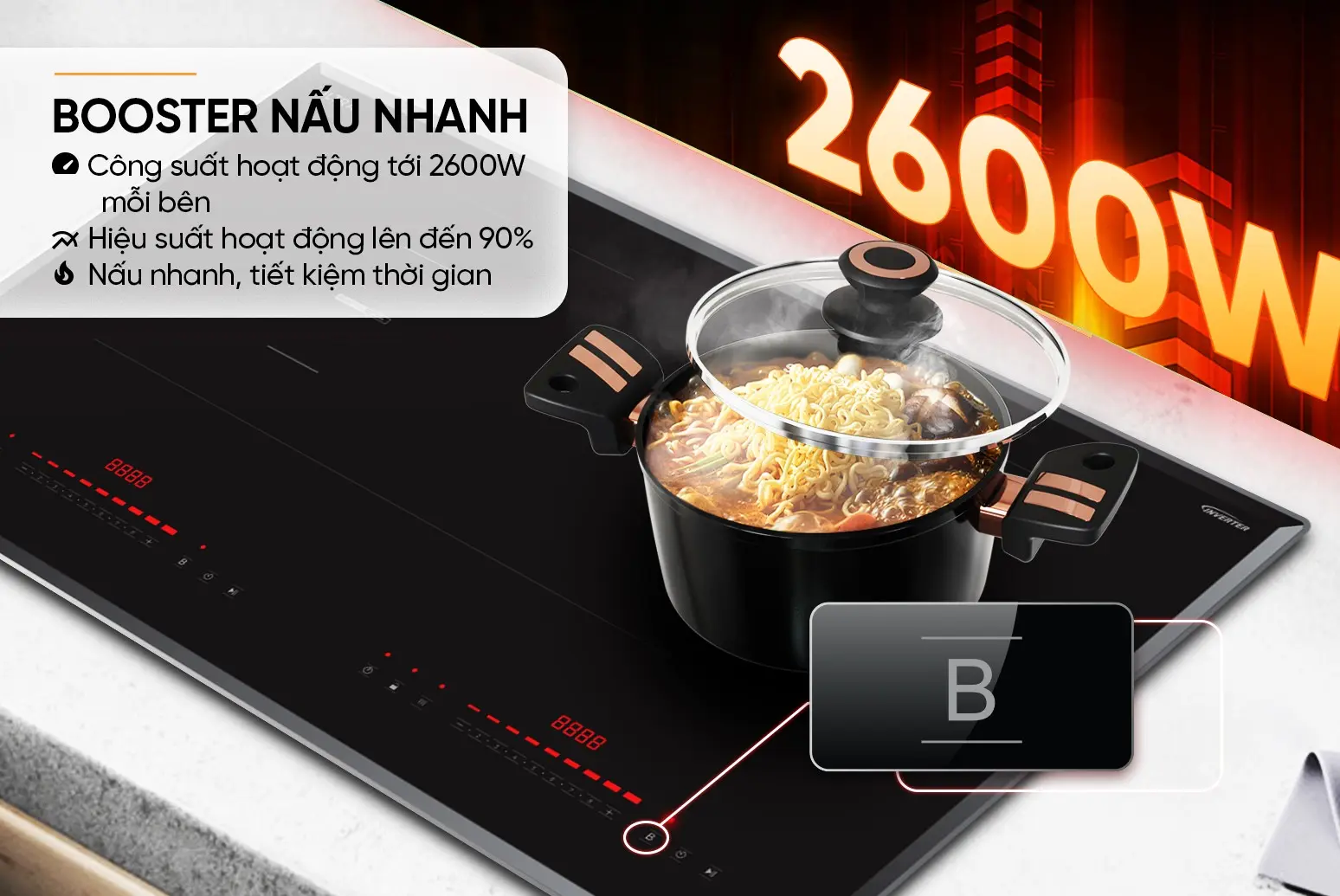 Bếp điện từ đôi SUNHOUSE MMB56996DP - 2600W/2600W - Ảnh 9
