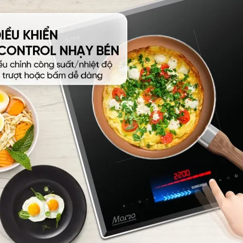 Bếp điện từ đôi SUNHOUSE MMB5866 nhìn từ trên với bảng điều khiển