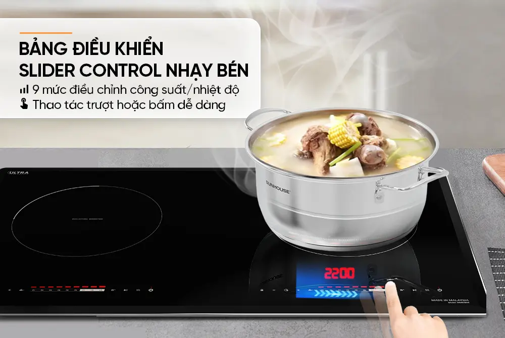 Bếp điện từ đôi SUNHOUSE MMB5868 - 2200W/2200W - Ảnh 11