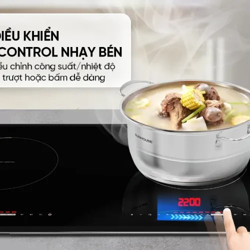 Bếp điện từ đôi SUNHOUSE MMB5868 với bảng điều khiển cảm ứng