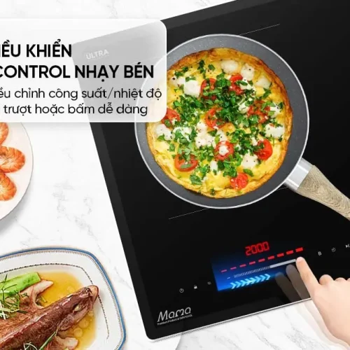 Bếp điện từ đôi SUNHOUSE MMB588-Plus với bảng điều khiển Slider Control