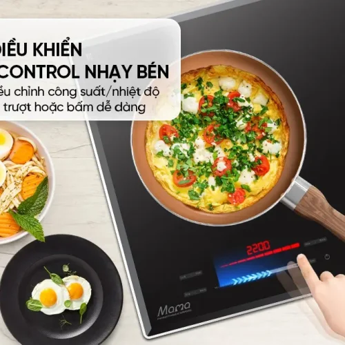 Bếp điện từ đôi SUNHOUSE MMB5886 với bảng điều khiển Slider Control nhạy bên