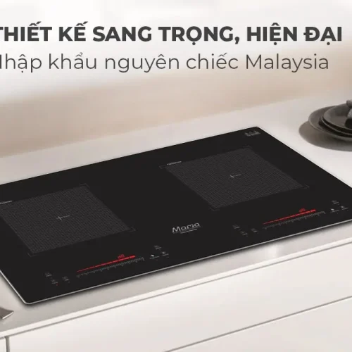 Thiết kế mặt kính bếp điện từ đôi SUNHOUSE MMB666-PLUS trong không gian bếp