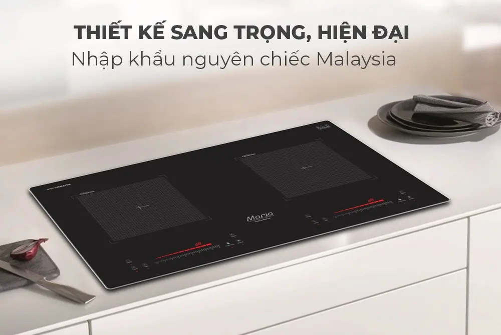 Thiết kế mặt kính bếp điện từ đôi SUNHOUSE MMB666-PLUS trong không gian bếp