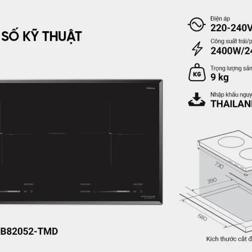 Thông số kỹ thuật bếp điện từ đôi SUNHOUSE MMB82052-TMD công suất 2400W mỗi bên