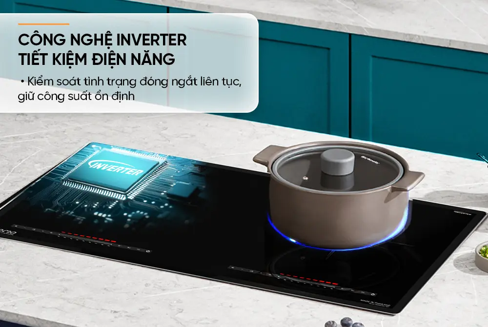 Bếp điện từ đôi SUNHOUSE MMB82102-TMT nhìn từ góc trên