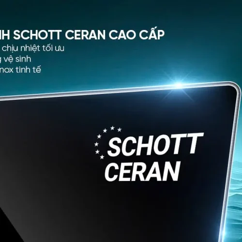 Cận cảnh mặt kính Schott Ceran của bếp điện từ đôi SUNHOUSE MMB82102-TMT