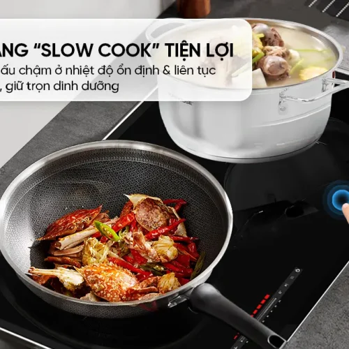 Bếp điện từ đôi SUNHOUSE MMB82102-TMT với tính năng nấu chậm Slow Cook