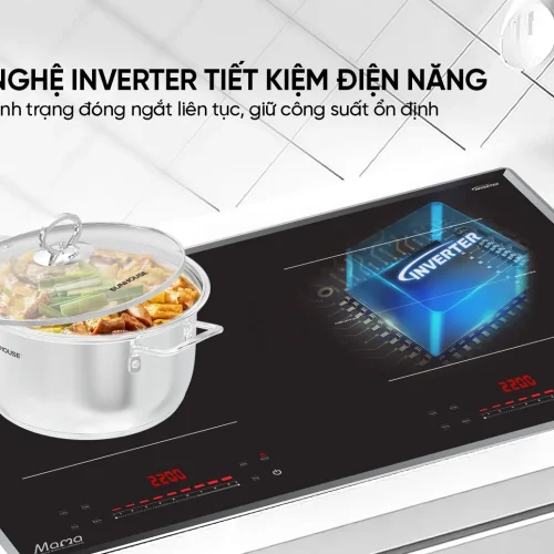Bếp điện từ đôi SUNHOUSE MMB82172-MMC với công nghệ Inverter tiết kiệm điện