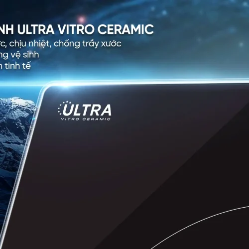 Cận cảnh mặt kính Ultra Vitro Ceramic bếp điện từ đôi SUNHOUSE MMB82172-MMC