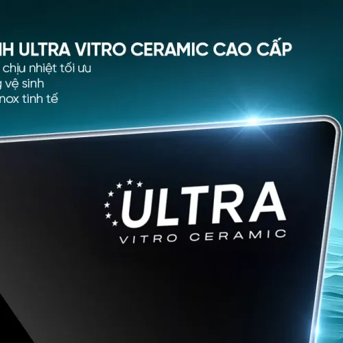 Cận cảnh mặt kính Ultra Vitro Ceramic của bếp điện từ đôi SUNHOUSE MMB82242-MMT