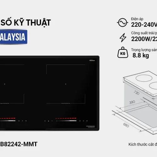 Thông số kỹ thuật bếp điện từ đôi SUNHOUSE MMB82242-MMT