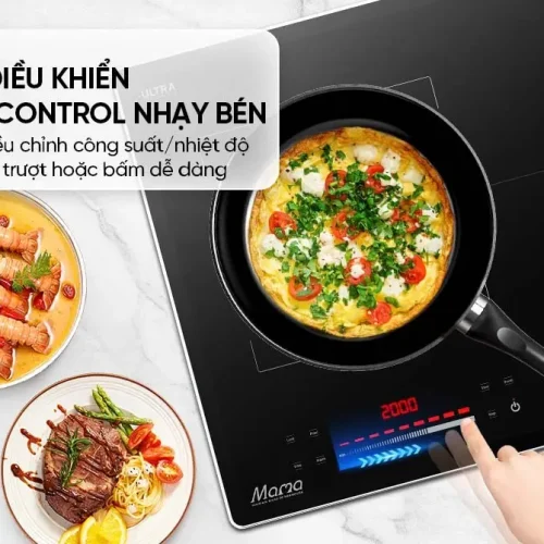 Bếp điện từ đôi SUNHOUSE MMB82252-M với bảng điều khiển Slider Control