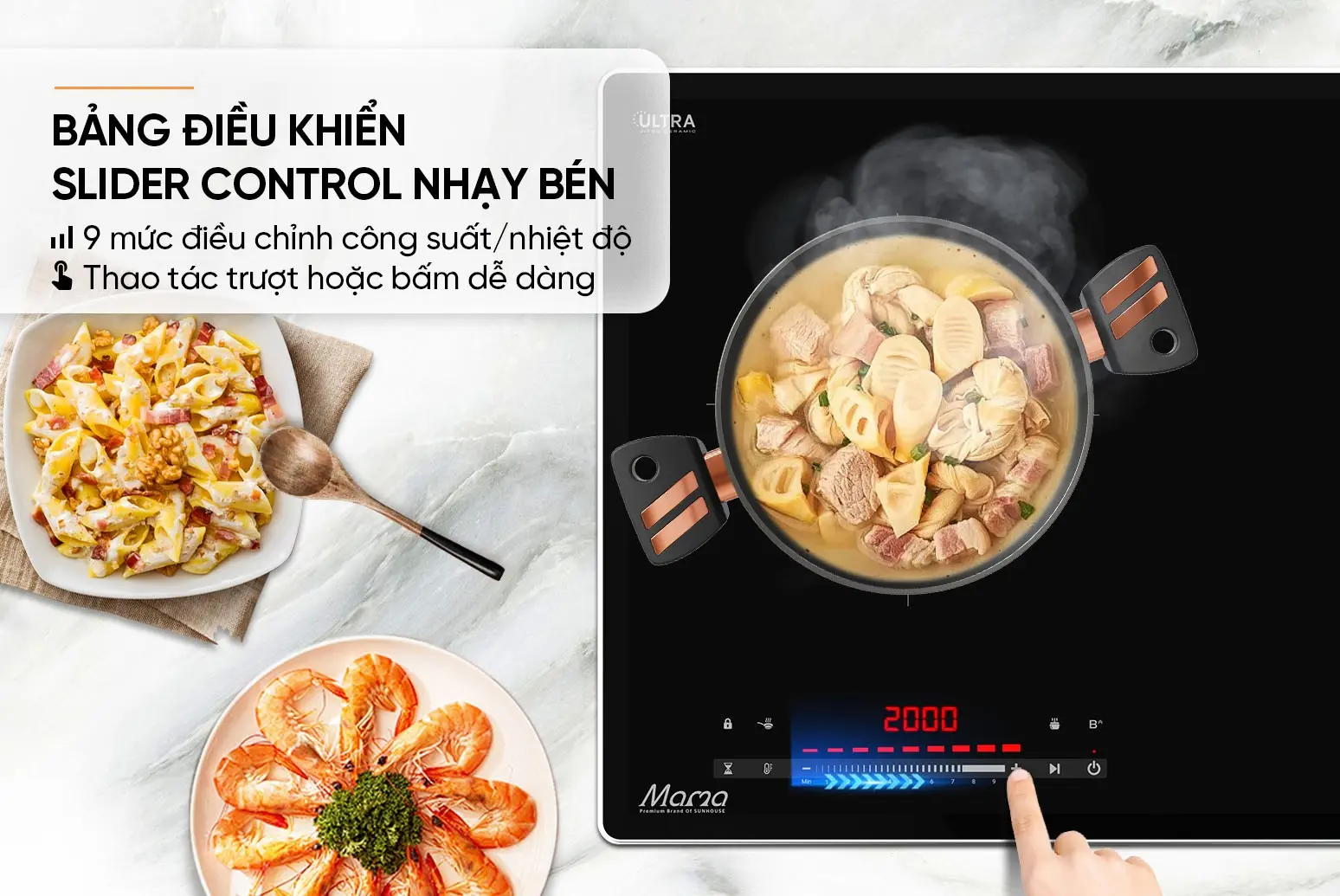 Bếp điện từ đôi SUNHOUSE MMB82262-M - 2200W/2200W - Ảnh 10