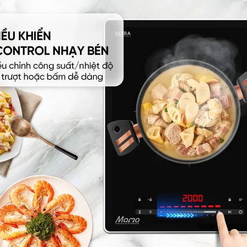 Bếp điện từ đôi SUNHOUSE MMB82262-M với bảng điều khiển Slider Control nhạy bén