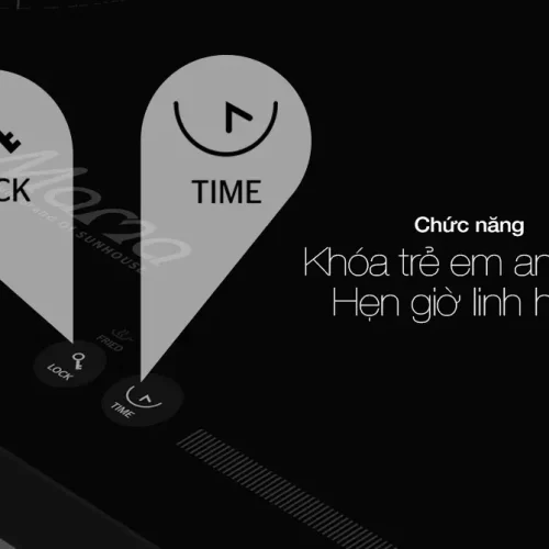 Bảng điều khiển khóa và hẹn giờ của bếp điện từ đôi SUNHOUSE MMB888DI