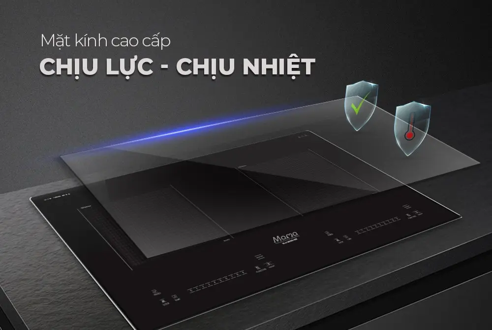 Bếp điện từ đôi SUNHOUSE MMB88DY có mặt kính chịu lực chịu nhiệt