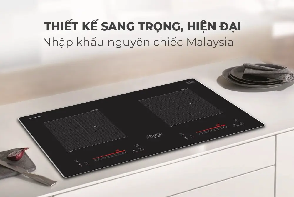 Mặt bếp hai vùng nấu của bếp điện từ đôi SUNHOUSE MMB90-PLUS