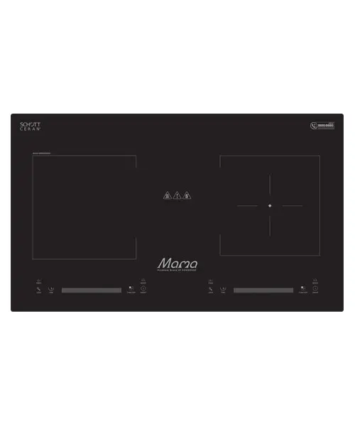 Bếp điện từ đôi SUNHOUSE MMB9208DIH 2600W và 2200W góc nhìn từ trên