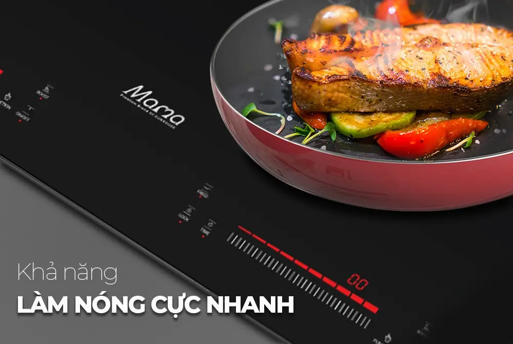 Bếp điện từ đôi SUNHOUSE MMB9301 làm nóng nhanh với chảo nấu