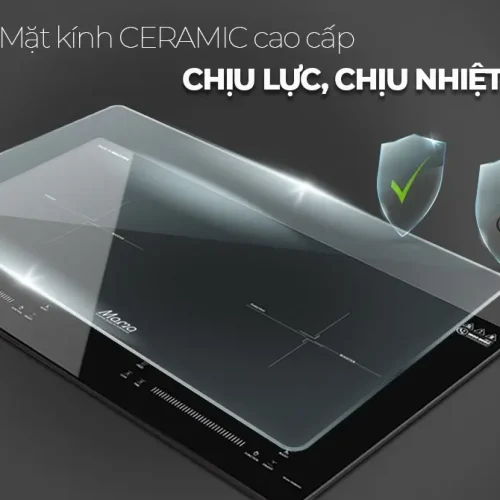 Mặt kính Ceramic chịu lực và chịu nhiệt của bếp điện từ đôi SUNHOUSE MMB9301