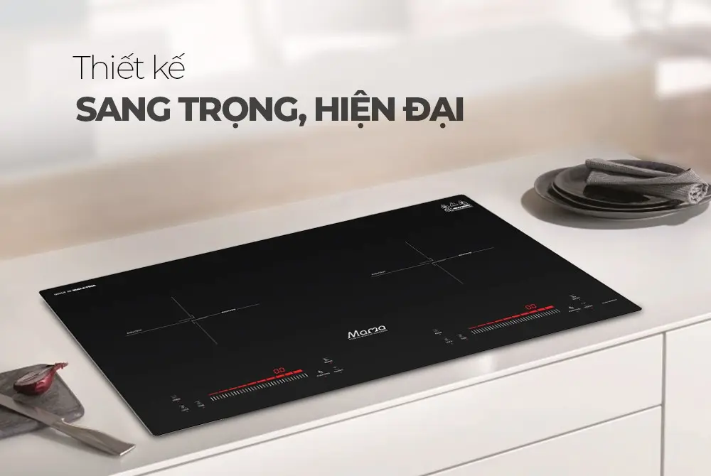 Bếp điện từ đôi SUNHOUSE MMB9301 mặt kính đen lắp trên mặt bàn bếp