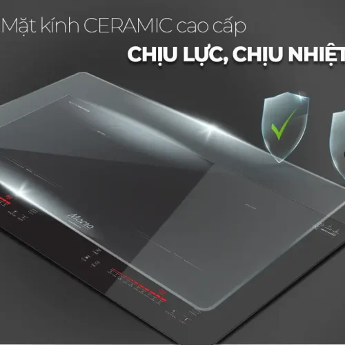 Mặt kính Ceramic chịu lực và chịu nhiệt của bếp điện từ đôi SUNHOUSE MMB9302-EC