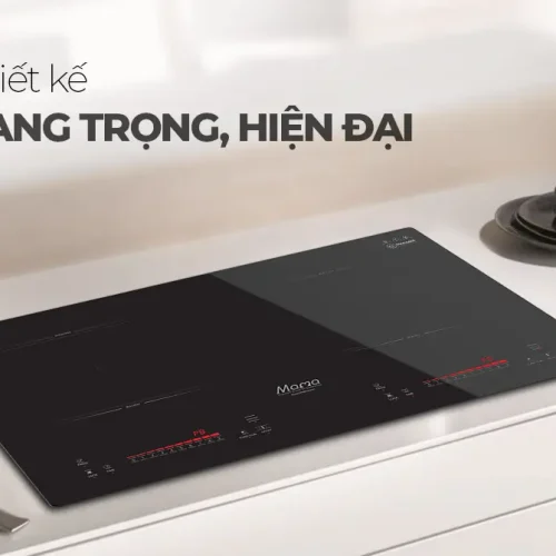 Bếp điện từ đôi SUNHOUSE MMB9302-EC thiết kế sang trọng hiện đại trên mặt bàn bếp