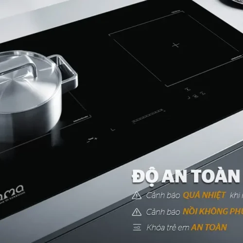 Cảnh báo quá nhiệt và khóa trẻ em của bếp điện từ đôi SUNHOUSE MMB9988