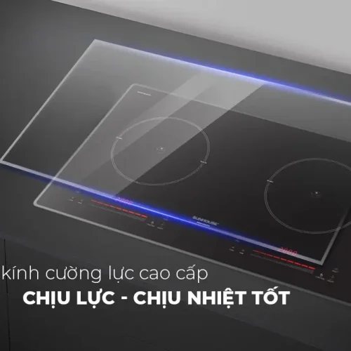 Mặt kính cường lực chịu lực chịu nhiệt của bếp điện từ đôi SUNHOUSE SHB-28CS
